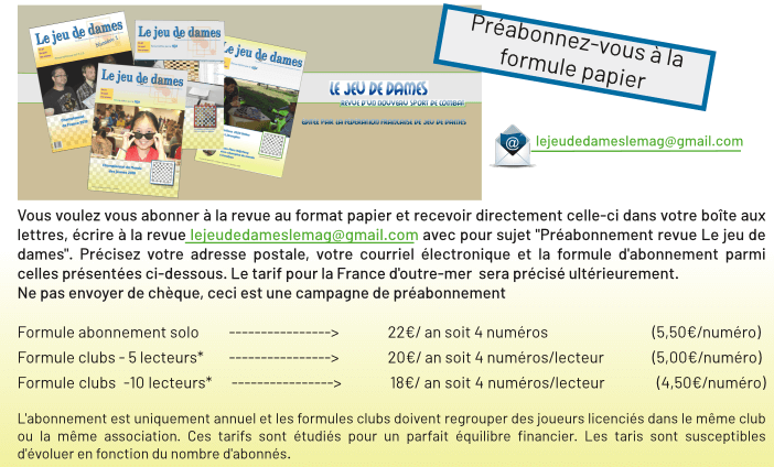 Revue de la Fédération Française de Jeu de Dames